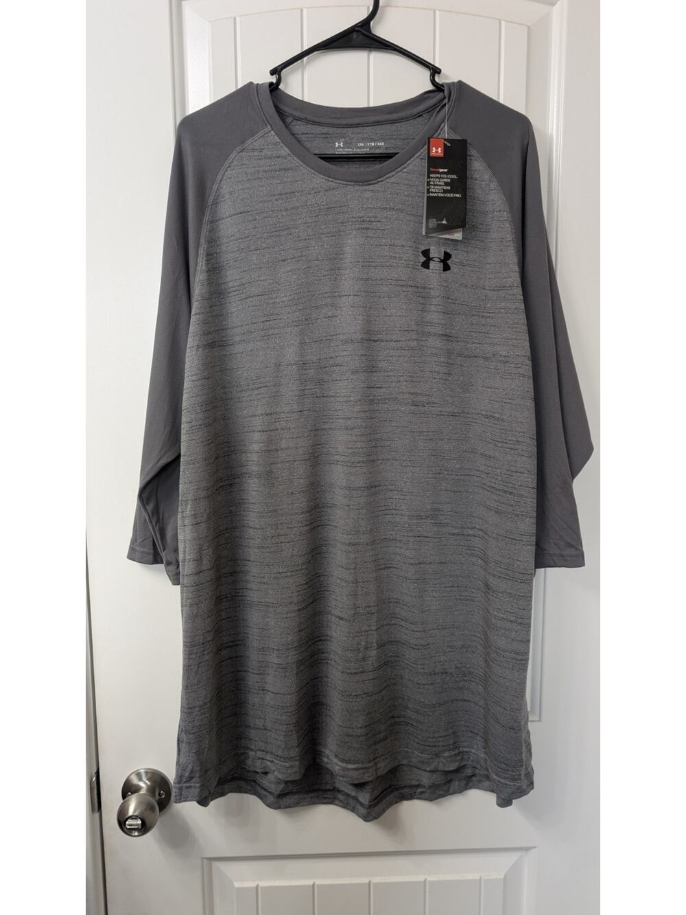 Under Armor Tech Short ¾ Sleeve T-Shirt Graphite Men's 2XL BNWT